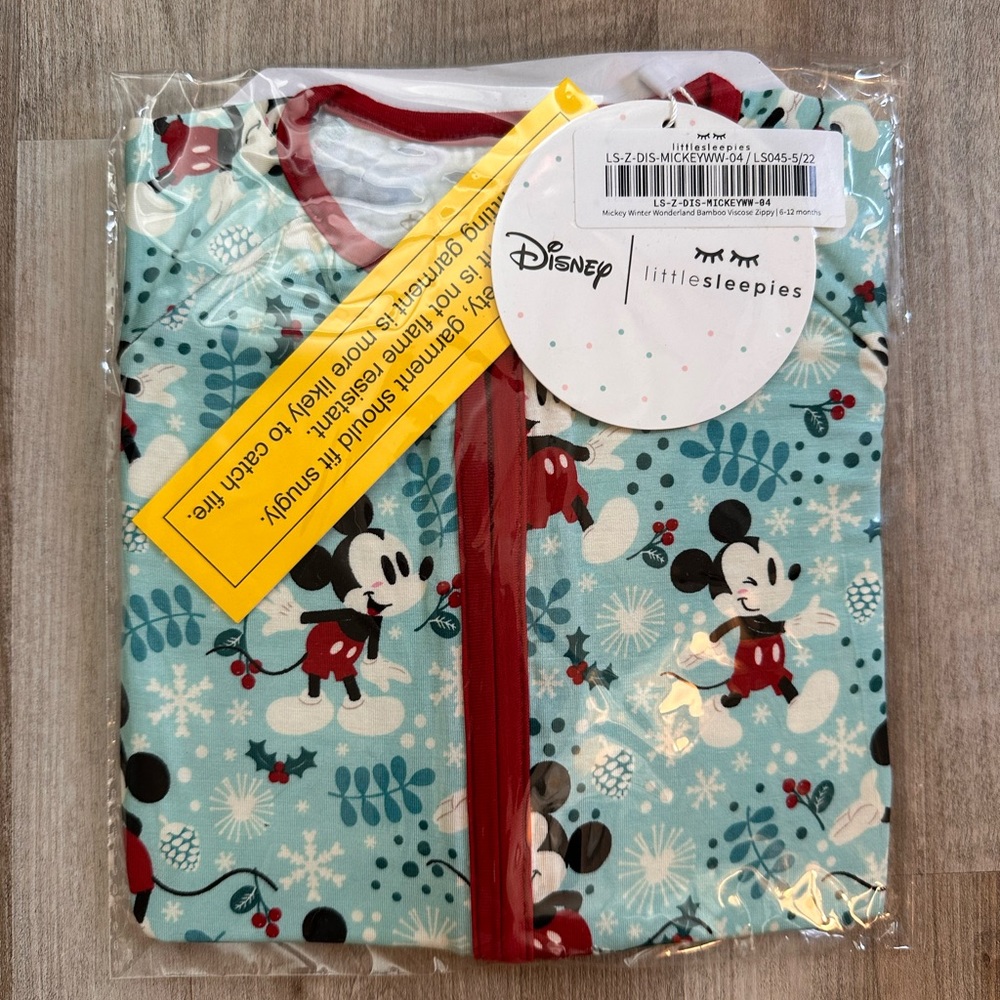 Little Sleepies Mickey Winter Wonderland 6-12 Month Zippy